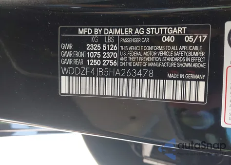 2017 Mercedes-Benz E 300 from USA, damaged, VIN WDDZF4JB5HA263478